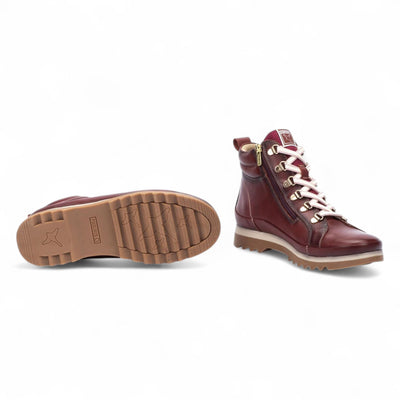 Pikolinos Women’s Arcilla Red Leather Ankle Trainers Boots - Vigo