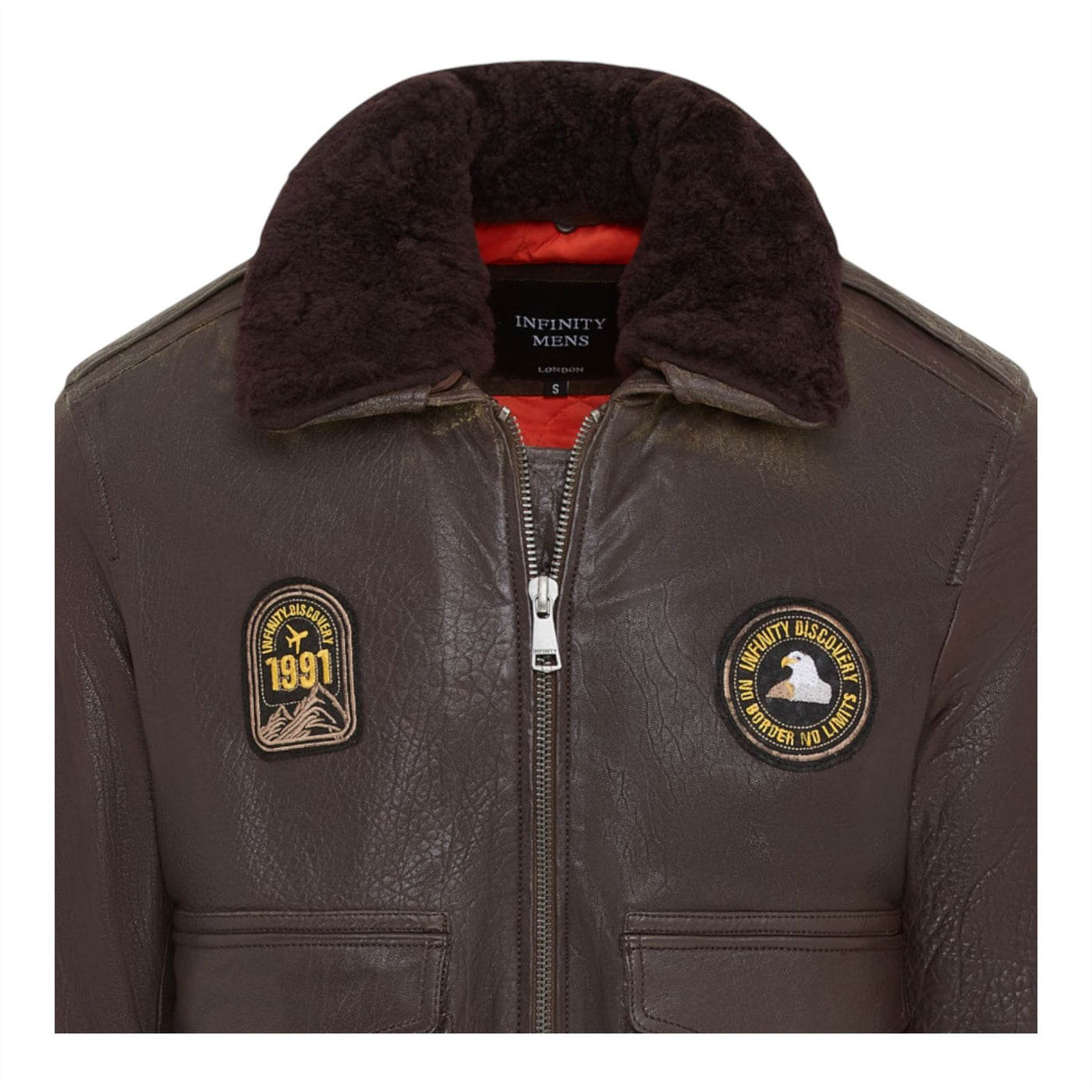 Men's Leather Bomber Sheepskin Collar G-1 Aviator Jacket - Linear