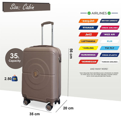 Hard Shell ABS Cabin Suitcase 56 x 35 x 20 cm Luggage Suitable for Easyjet, Ryanair