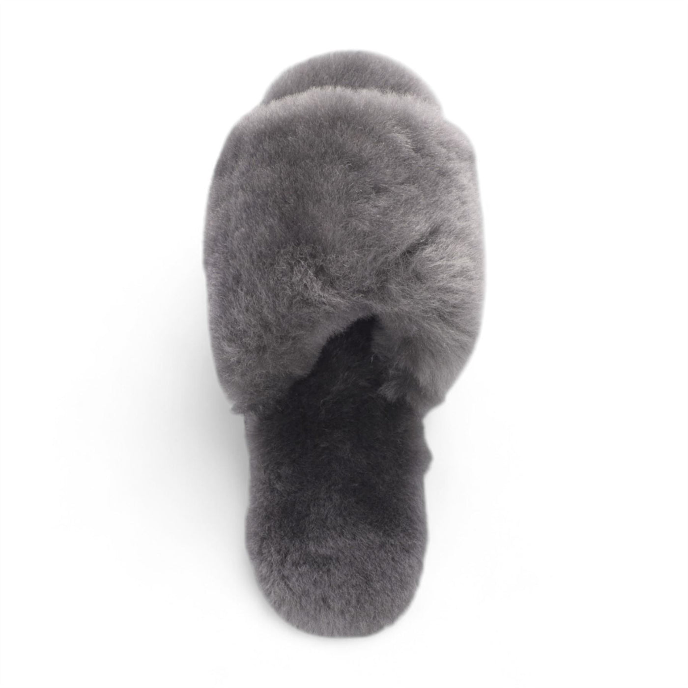 Women's Sheepskin Slippers Grey Warm Winter Fur Sliders - Nordic