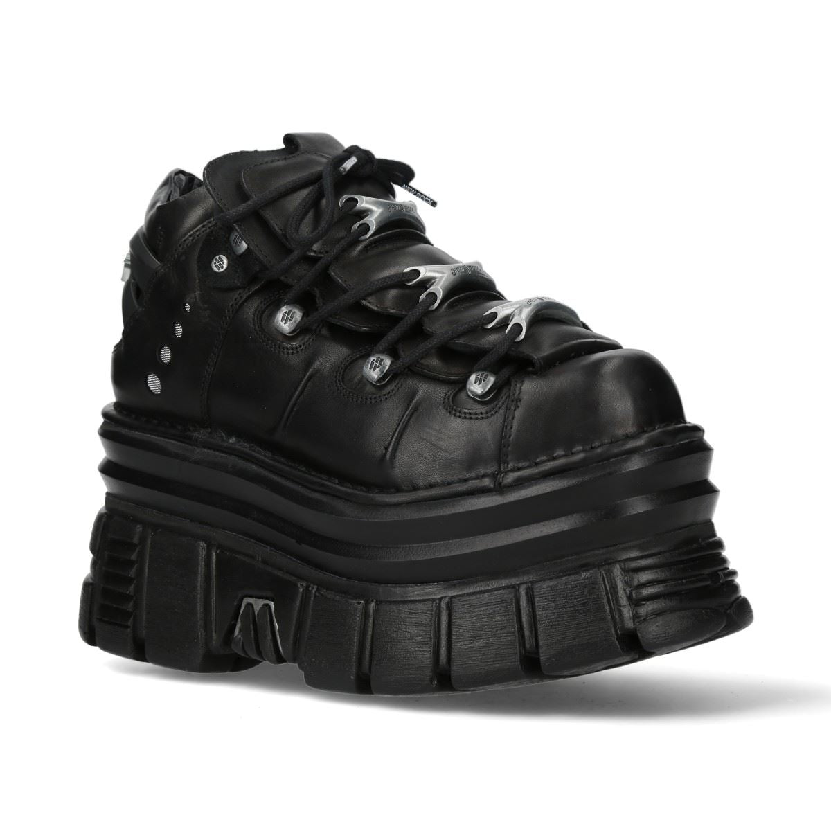 New Rock M-106-C178 Black Tower Gothic Punk Chunky Ankle Boots