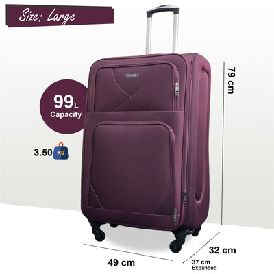 Soft Shell Lightweight Nylon Suitcase Set 4 Wheel Travel Case Holiday Bags