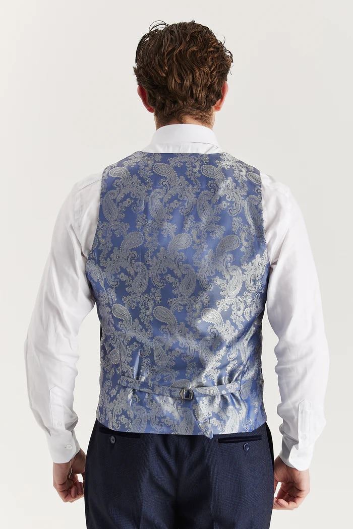 Men's Navy Suit Waistcoat Prince Of Wales Formal Waistcoat