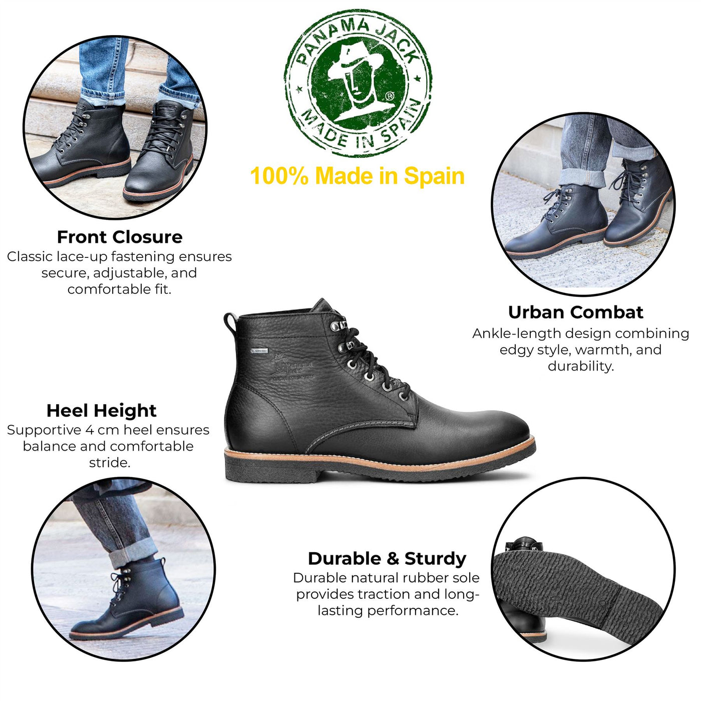 Panama Jack Men's Glasgow GTX C3 Black Waterproof Leather Ankle Boots