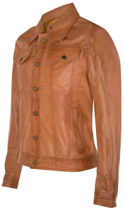 Men’s Retro Leather Trucker Jacket-Constantine