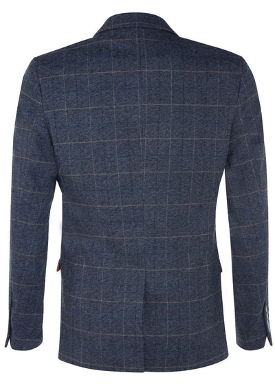 Marc Darcy Herren Tweed Blazer Scott Blau Kariert Fischgrät Elegante formelle Jacke