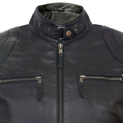Mens Moto Leather Biker Jacket-Taiwan