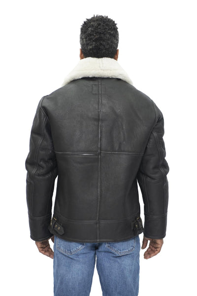 Mens B3 WW2 Leather Sheepskin Aviator Flying Jacket-Hartland