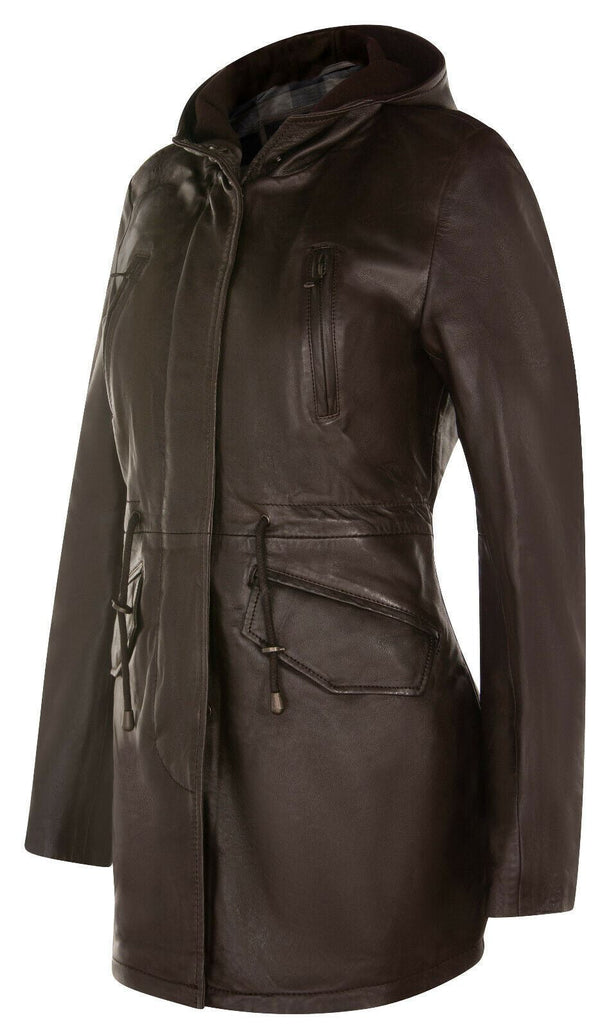 Womens Mid Length Hooded Parka Jacket-Oakengates - Upperclass Fashions 