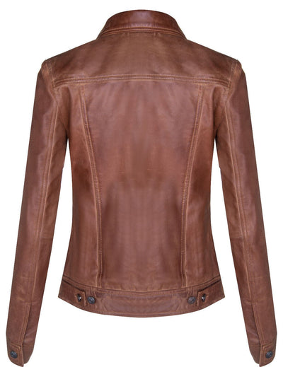 Womens Leather Trucker Jeans Jacket-Anderlecht