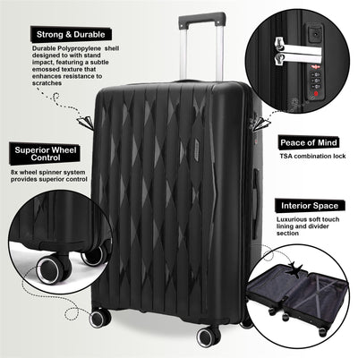 Hard Shell Suitcase Cabin TSA Luggage Travel Set