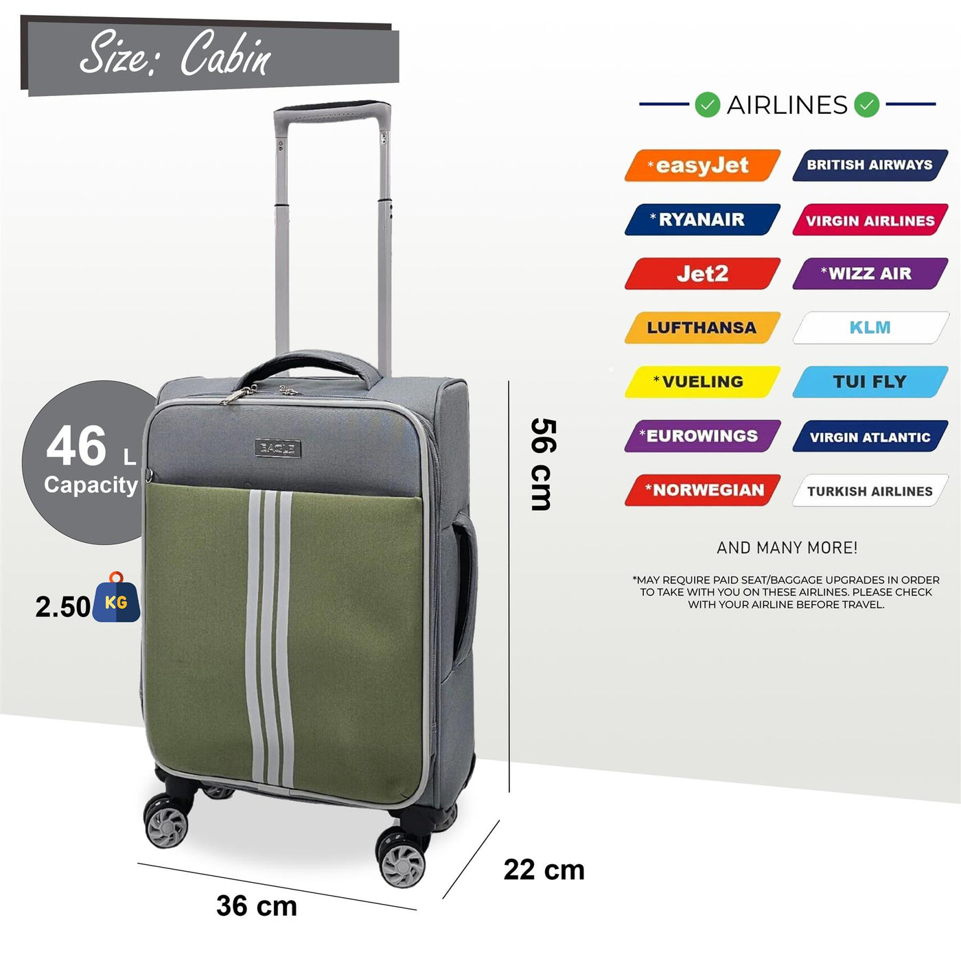Lightweight Cabin 4 Wheel Soft Luggage Travel Bag