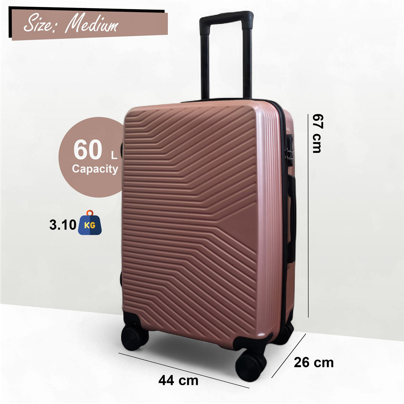 Hardshell Suitcase Set Robust 8 Wheel Luggage Cabin Case Bag