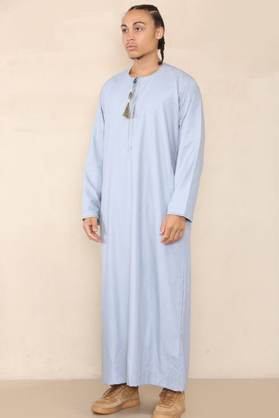 Mens Thobe Jubba Saudi Islamic Arab Eid Emirati Kaftan Jubbah Tassel Robe