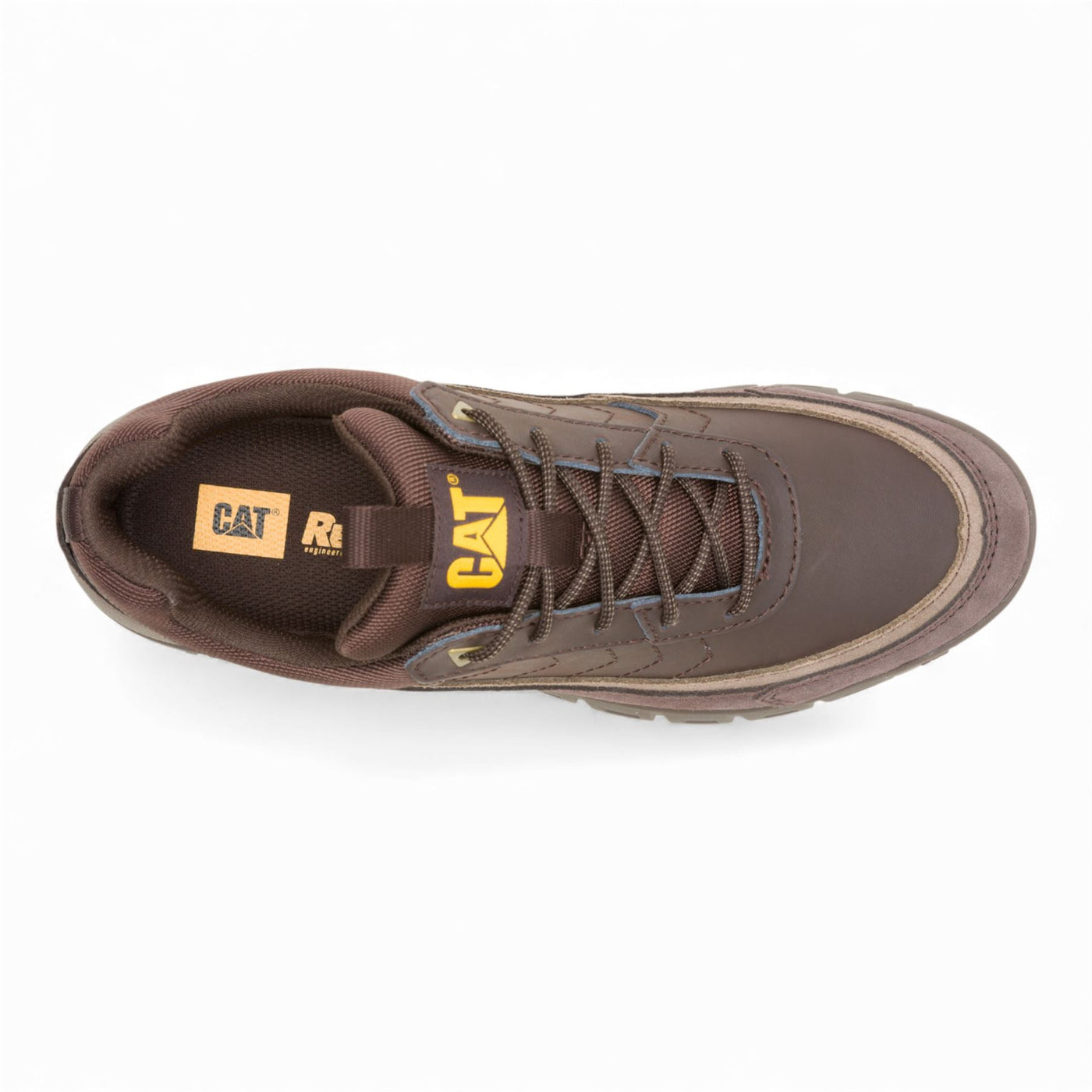 CAT Caterpillar Mens Brown Leather Hiking Boots Walking Trainers - Versage Lo