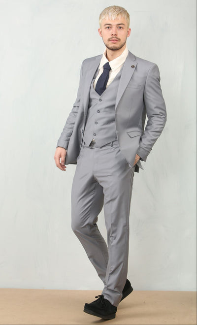 Men's Grey 3 Piece Formal Classic Prom Suit Workwear