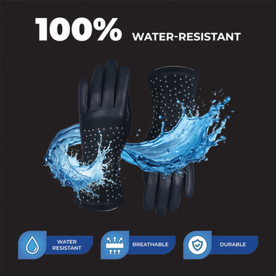 Womens Italian Leather Winter Studded Design Soft Wool Lining Gloves - L-GLV-601