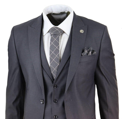Nuovo Uomo 3 Pezzi Vestito Pianura antracite Classico Su Misura Smart Casual 1920s Formale