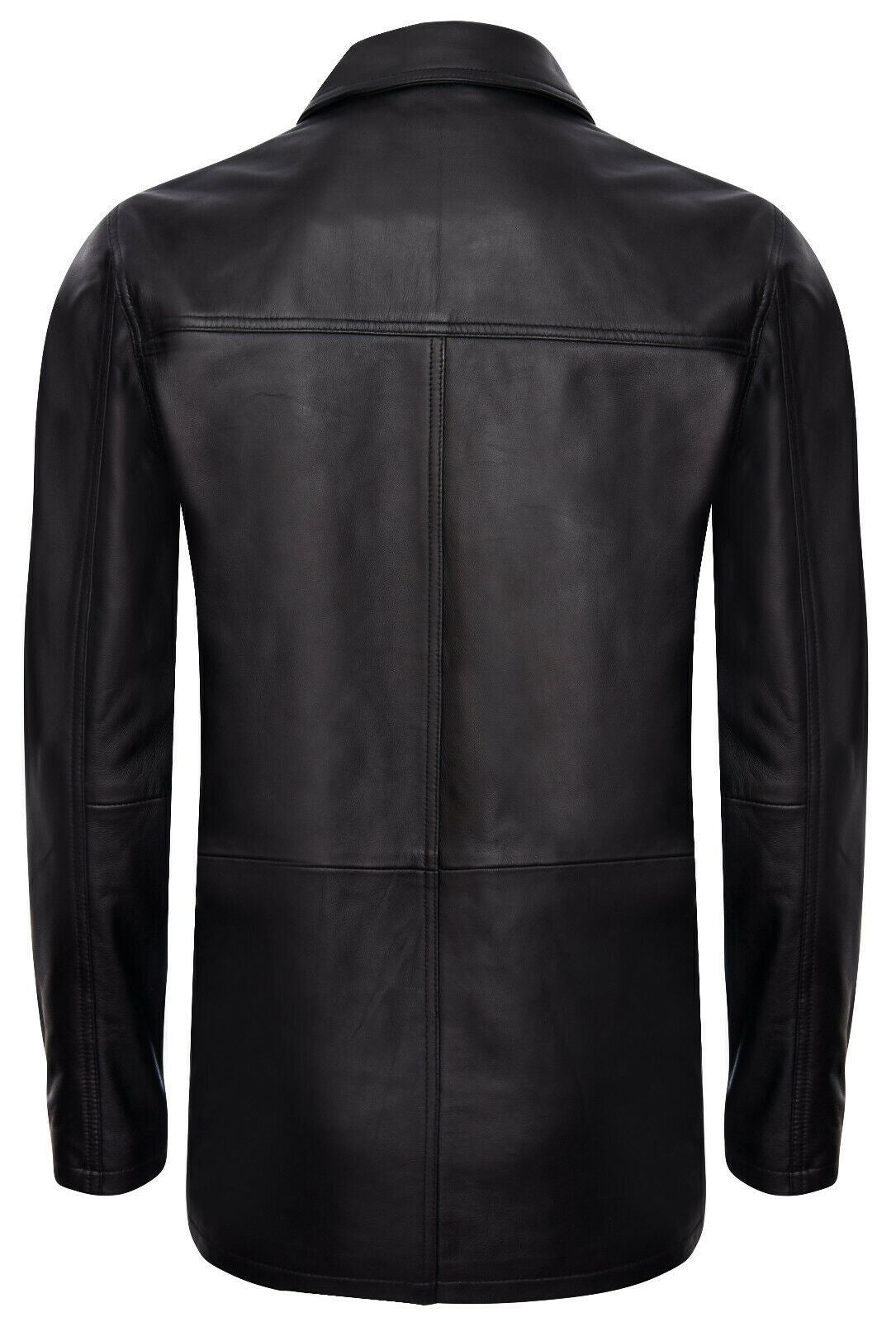 Mens Black Leather Safari Jacket-Porto