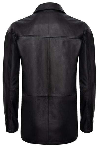 Mens Black Leather Safari Jacket-Porto