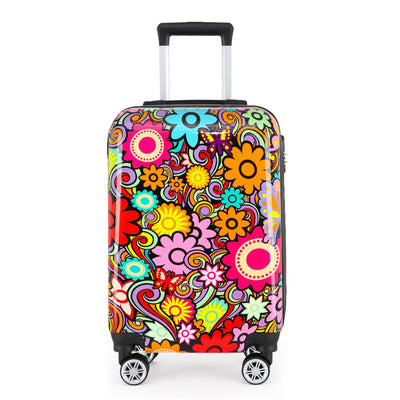 Printed Hard Shell Dual 4 Wheel Luggage Suitcase