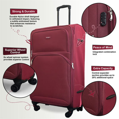 Expandable Soft 8 Wheel Lightweight Suitcase Luggage Travel Bags Set
