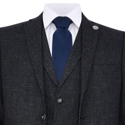 Men's 3 Piece Black Herringbone Tweed Suit