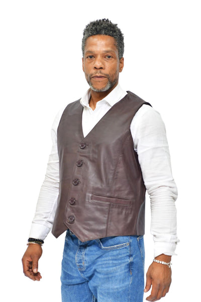 Mens Classic Leather Waistcoat-Chester