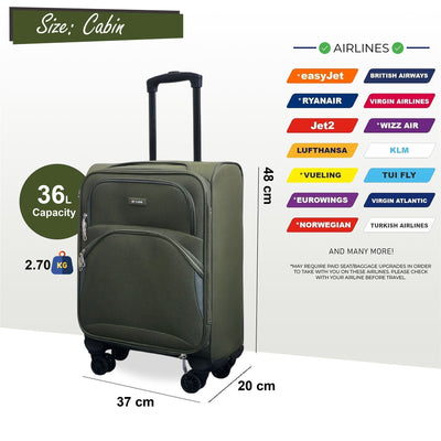Expandable Soft 8 Wheel Lightweight Suitcase Luggage Travel Bags Set