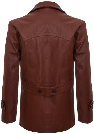 Mens Cowhide Leather Peacoat-Krakaw