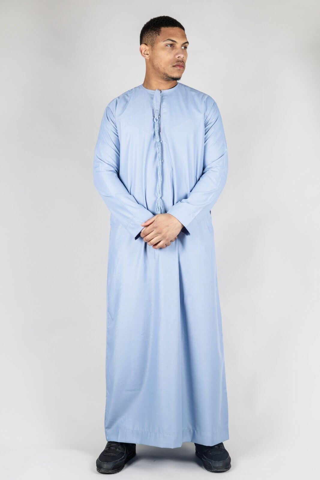 Men's Thobe Emirati Islamic Jubba Robe Eid Tassel Slim Fit