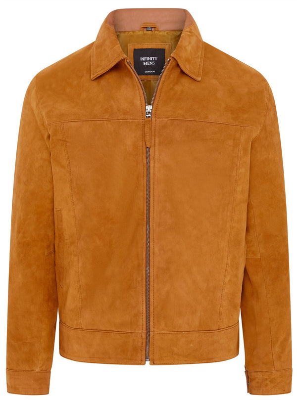 Mens Retro Classic Suede Leather Harrington Biker Jacket - Bryne