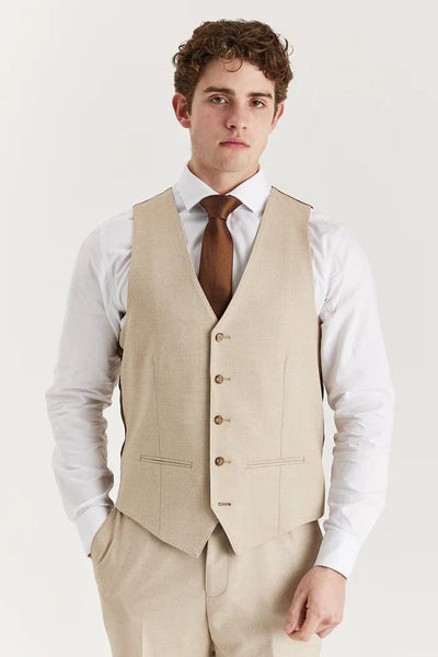 Men's Beige Lightweight Summer Wedding Party Waistcoat