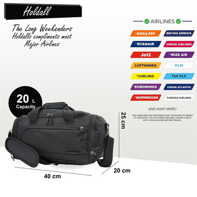 Holdall Carry On 40x 20 x25cm Under-seat Travel Duffel Bag for Ryanair, Easy Jet