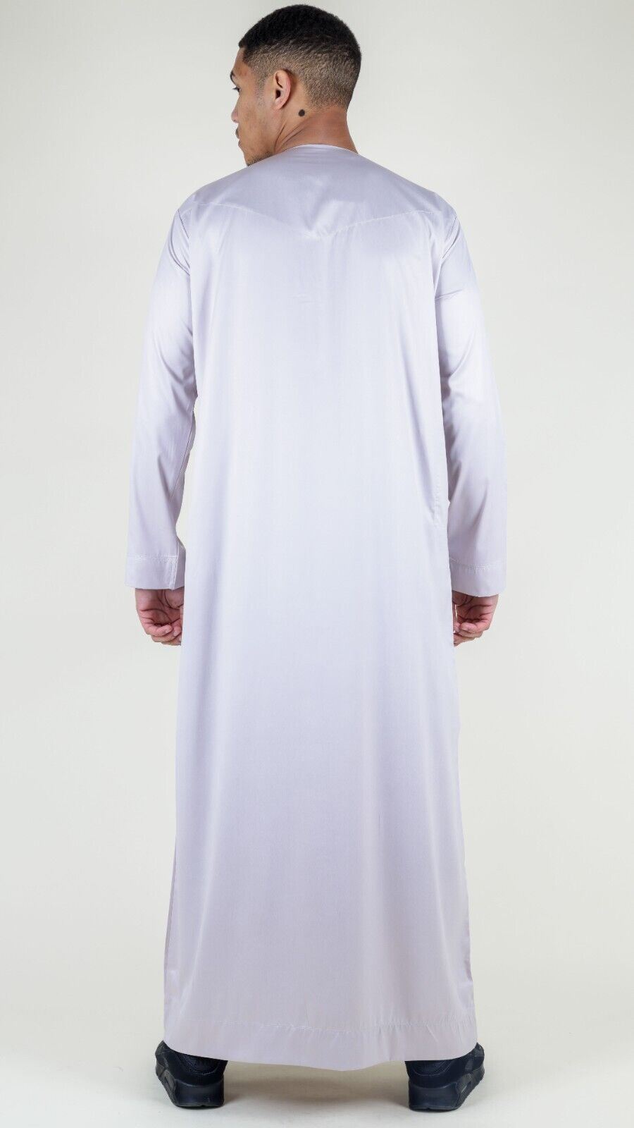 Men's Thobe Robe Satin Emirati Islamic Jubba Eid Slim Fit