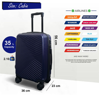 Hard Shell Cabin  48 x 37 x 20 cm Luggage Suitcase Suitable for Easyjet, Ryanair