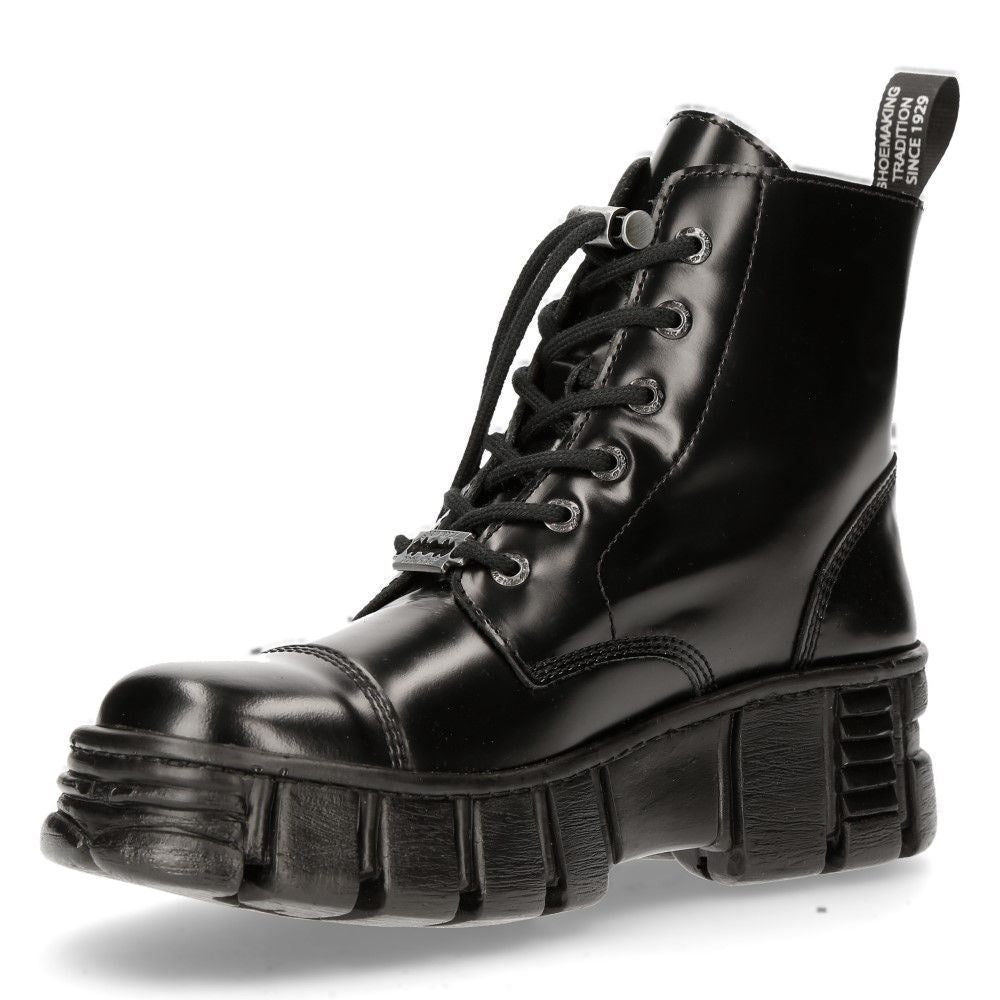 New Rock Leather Gothic Biker Ankle Boots- M-WALL005N-C6