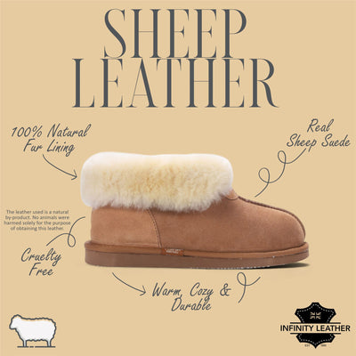 Women's Sheepskin Suede Ankle Tan Slip-On Bootie Winter - Glacier