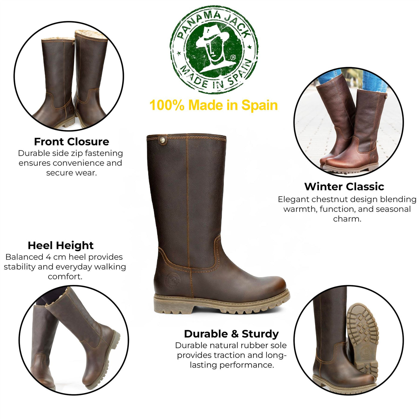 Panama Jack Women's Bambina B82 Chestnut Waterproof Leather Winter Boots
