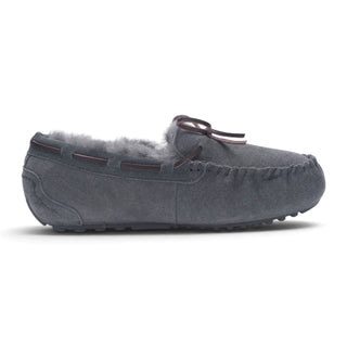 Women's Grey Genuine Sheepskin Moccasin Winter Slippers - Aspen