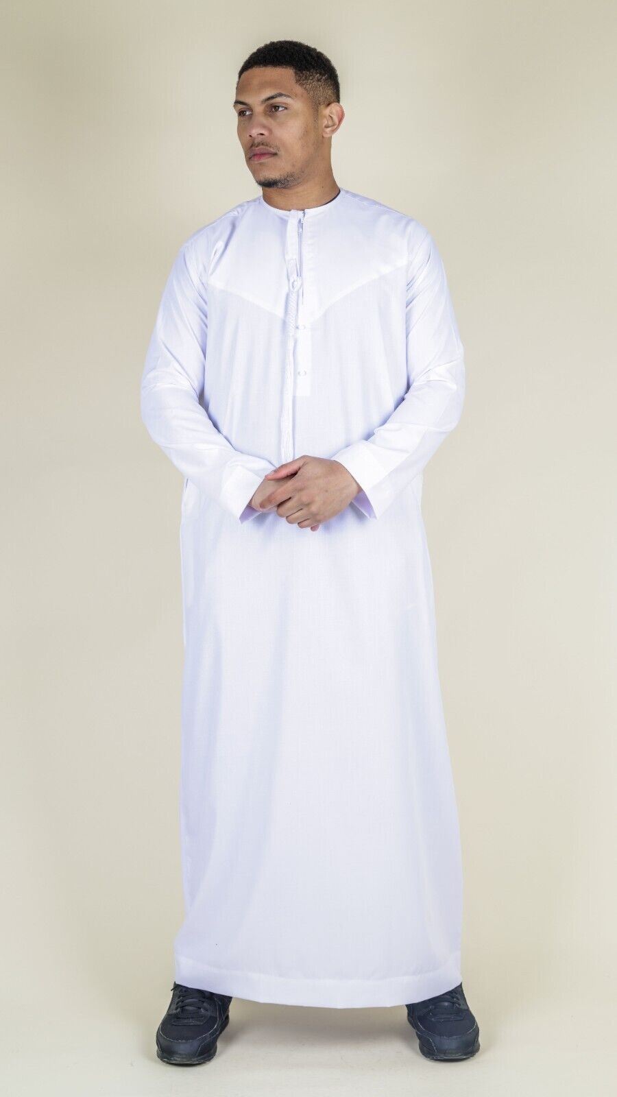 Men's Thobe Emirati Islamic Jubba Robe Eid Tassel Slim Fit