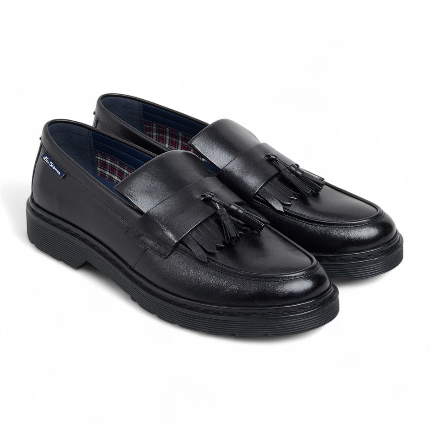 Ben Sherman Men's Black Leather Tassel Loafer Shoes - Dudley