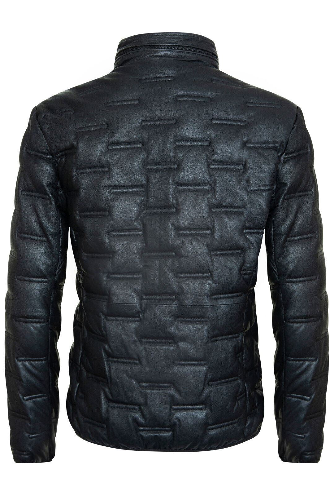 Mens Quilted Puffer Leather Bomber Jacket - Torpoint - Upperclass Fashions 