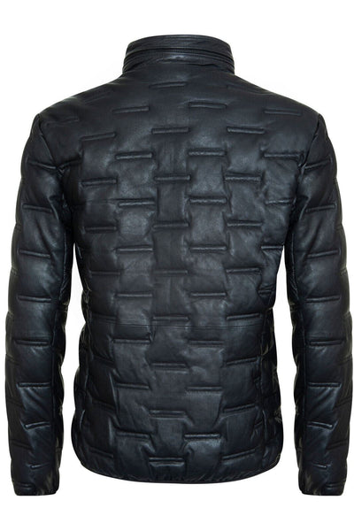 Men's Puffer Quilted Bomber Leather Jacket - Recife