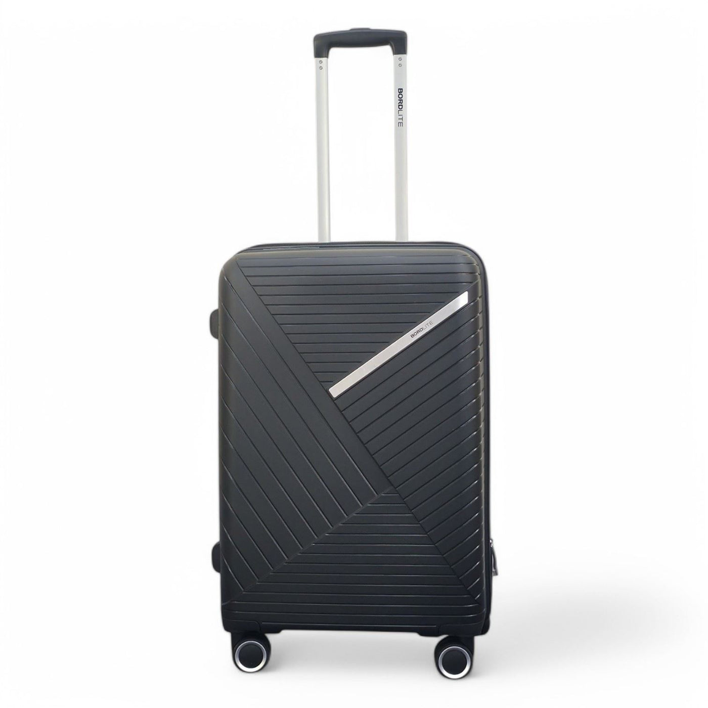 Robust PP Hard Shell Black 8 Wheels Luggage Travel Holiday Cabin Suitcase Set