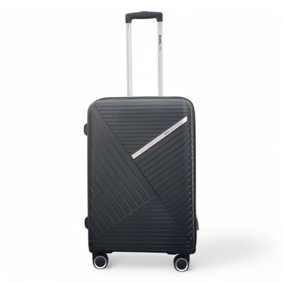 Robust PP Hard Shell Black 8 Wheels Luggage Travel Holiday Cabin Suitcase Set