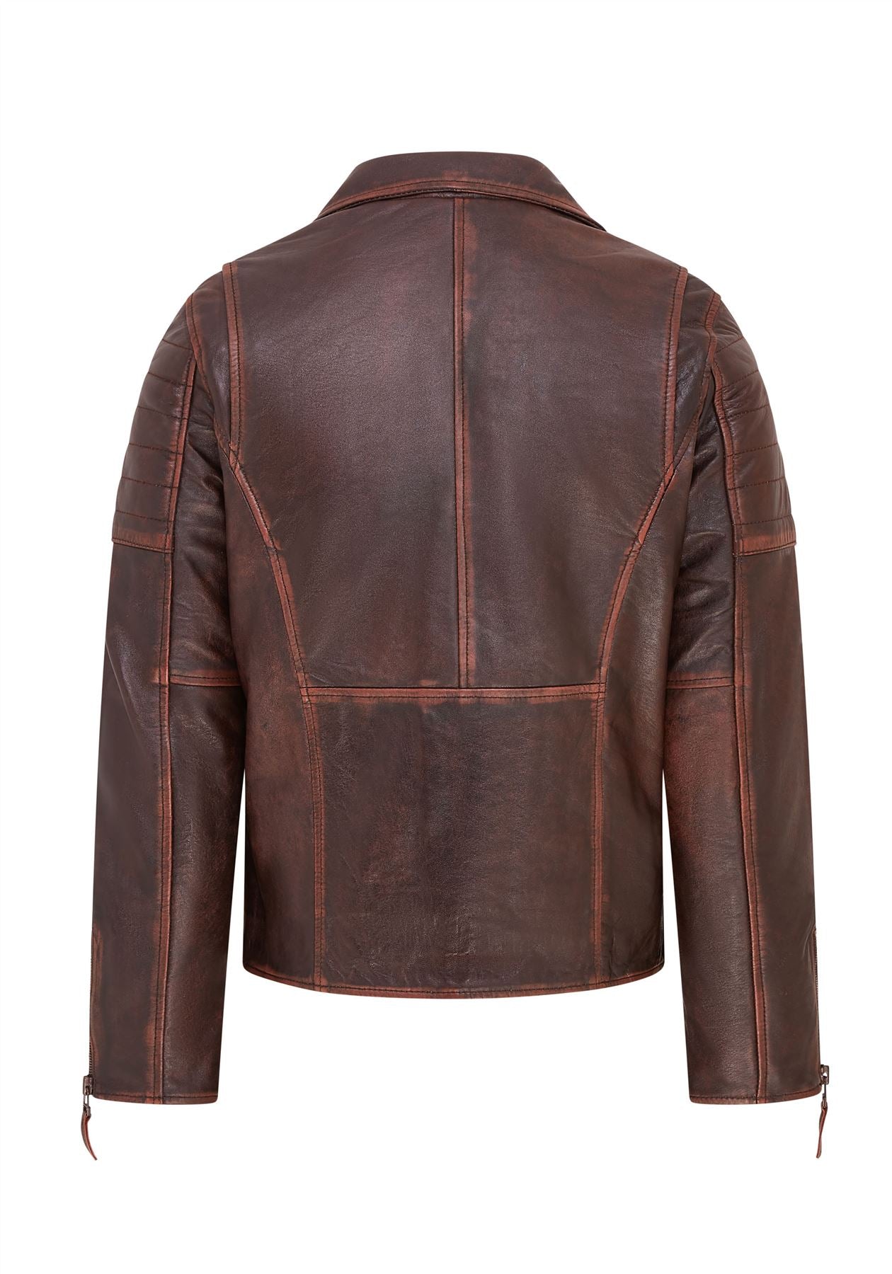 Mens Brando Double Cross Zip Leather Biker Jacket- Fagernes