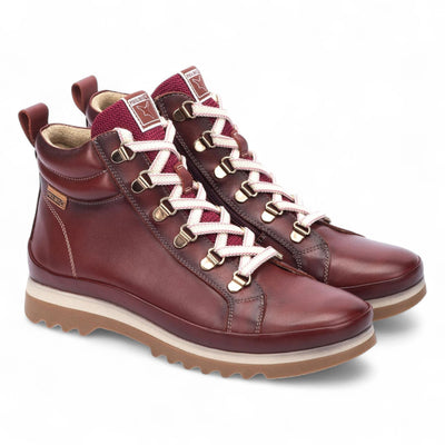 Pikolinos Women’s Arcilla Red Leather Ankle Trainers Boots - Vigo