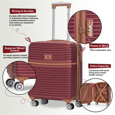 Strong ABS Hardshell Cabin Suitcase 56 x 45 x 25 cm Luggage Suitable for British Airways