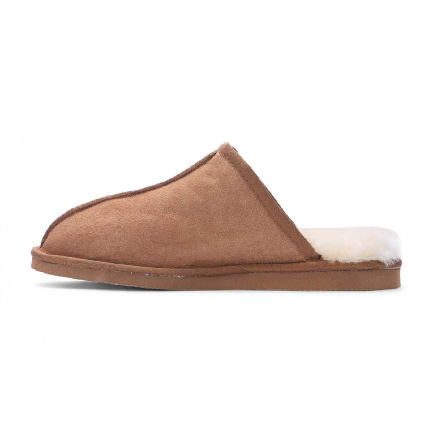 Men's Genuine Sheepskin Chestnut Suede Mule Winter Warm Non-Slip - Highland